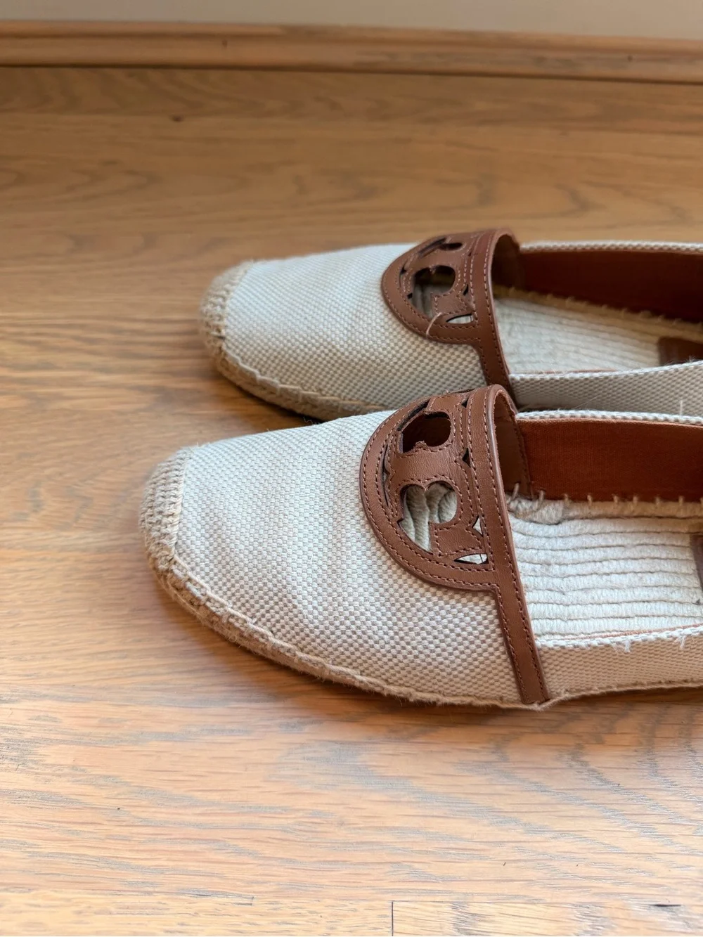 Tory Burch Sidney Espadrille Flats with Brown Leather Accent